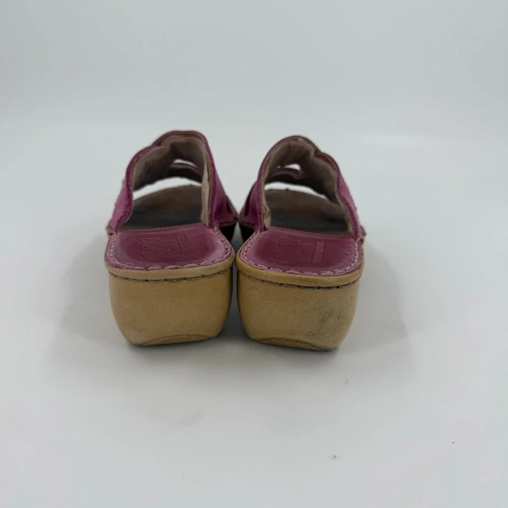 Tsonga Slide Sandals Womens US 9 Pink Wedge Crisscross Strap Open Toe Slip On